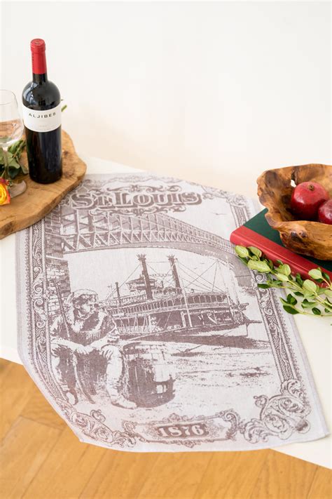 St Louis Jacquard Woven Kitchen Tea Towel Brown Crystal Arrow