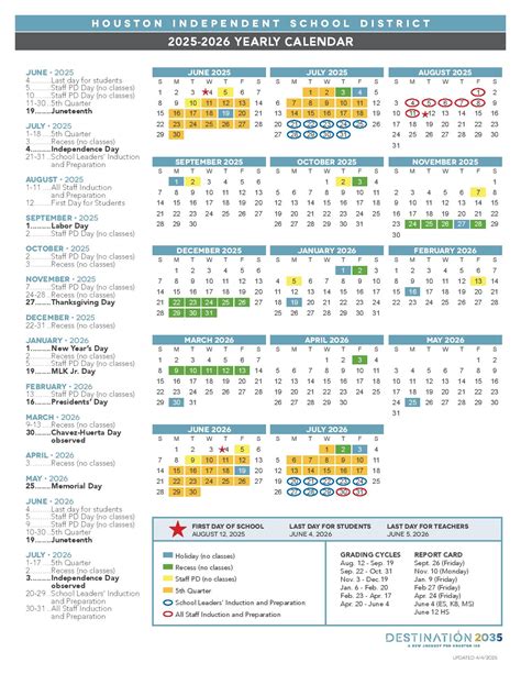 Houston Independent School District Calendar 2025-2026 PDF - School