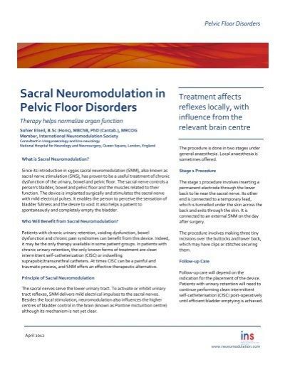 Sacral Neuromodulation In Pelvic Floor Disorders International