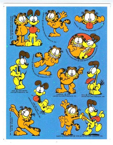 Garfield And Odie Stickers Best Friends Vintage 80s Garfield And