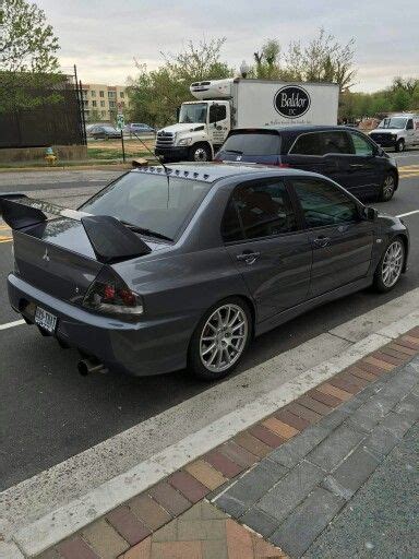 Grey Mitsubishi Lancer Evolution With Evo X Wheels Mitsubishi