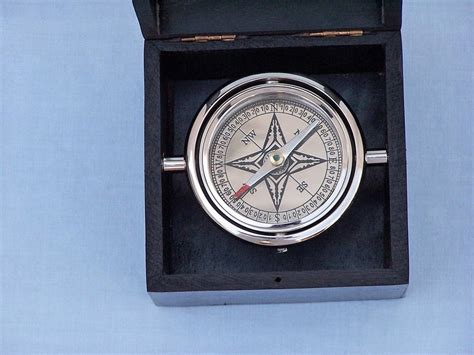 Buy Chrome Lifeboat Compass With Black Rosewood Box 5in Model Ships