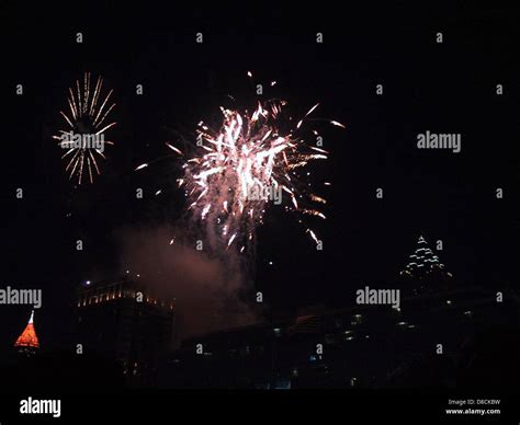 Fireworks at skyline Stock Photo - Alamy