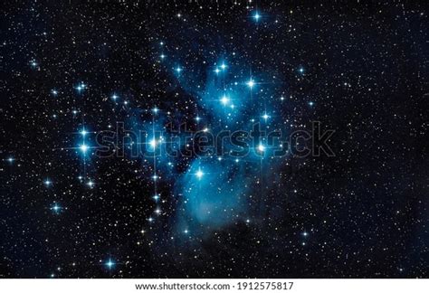 pleiades open star cluster   stock photo