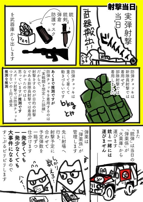 「元隊員が銃と射撃について、記憶を頼りに漫画にしました1n 漫画が読めるハッシュタグ コミックエッセイ 小銃射」元j隊のシナモン