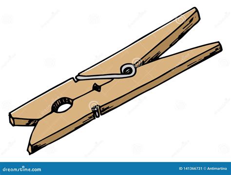 hand drawn wooden clothespin stock vector illustration  clothespin