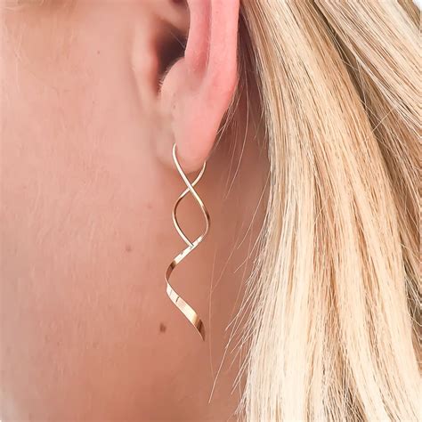 Gold Spiral Earrings Gold Filled Threader Earrings Gold Etsy