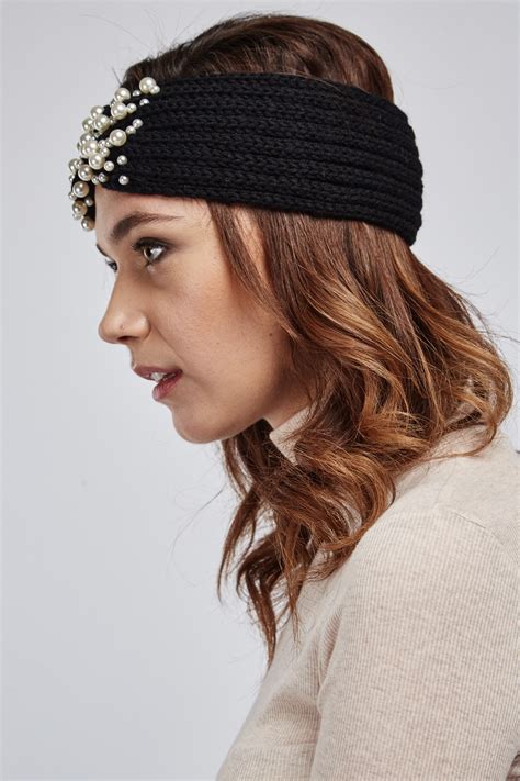 Faux Pearl Embellished Knitted Headband Just 3