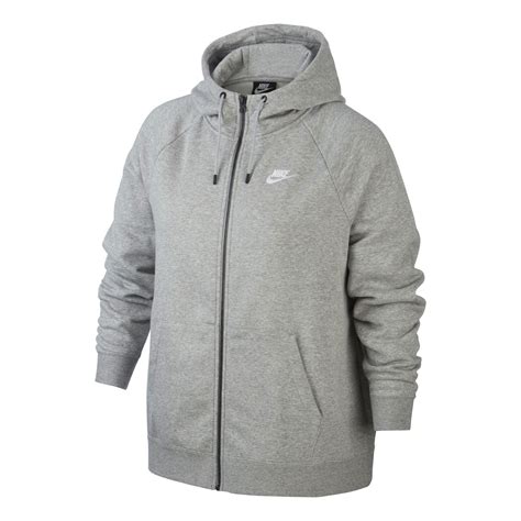 Nike Sportswear Essential Plus Size Sweatjacke Damen Grau Weiß Online