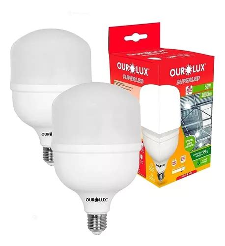 Kit 2 Lâmpadas Led Bulbo Alta Potencia 50w 6500k Ourolux Biv Frete grátis