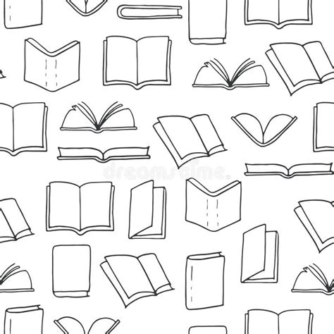 Hand Drawn Books Seamless Pattern Stock Vector Illustration Of