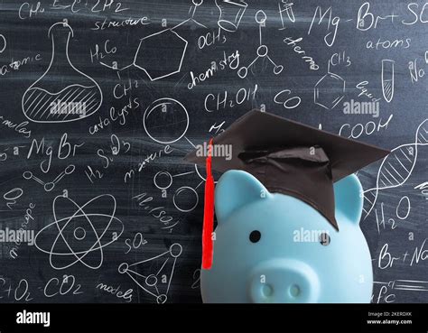 Piggy Bank In Front Of Chalk Board Stock Photo Alamy