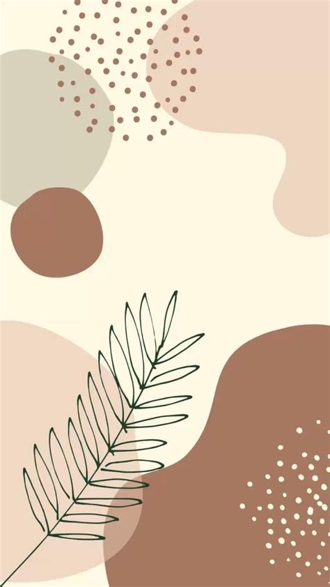 Boho Chic Wallpaper with Abstract Leaves and Dots