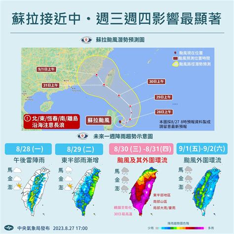 強颱「蘇拉」接近中！一圖看影響最劇時刻 全台警戒 Ettoday生活新聞 Ettoday新聞雲