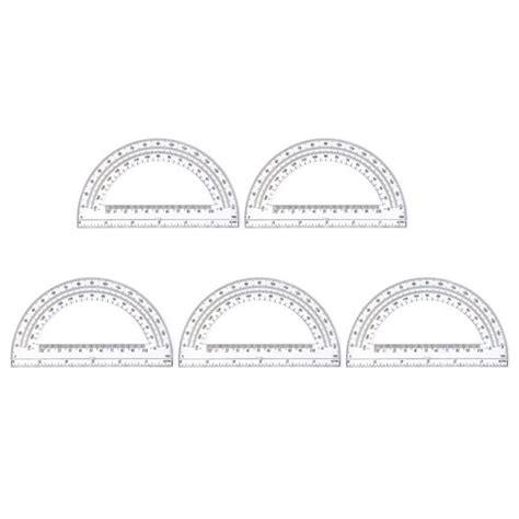 5PCS 180 Degrees Protractor 6Inch Clear Protractors Math Drafting ...