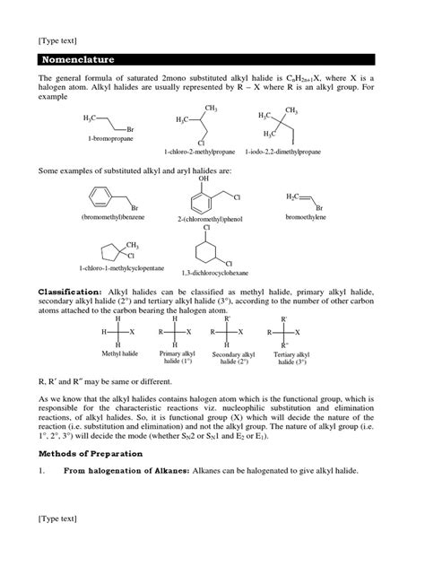 Alkyl Halide and Aryl Halide | PDF | Functional Group | Chemical Reactions