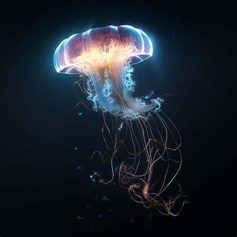 Premium AI Image | a bioluminescent jellyfish creating a trail of light ...