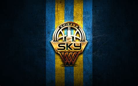 Download wallpapers Chicago Sky, golden logo, WNBA, blue metal ...