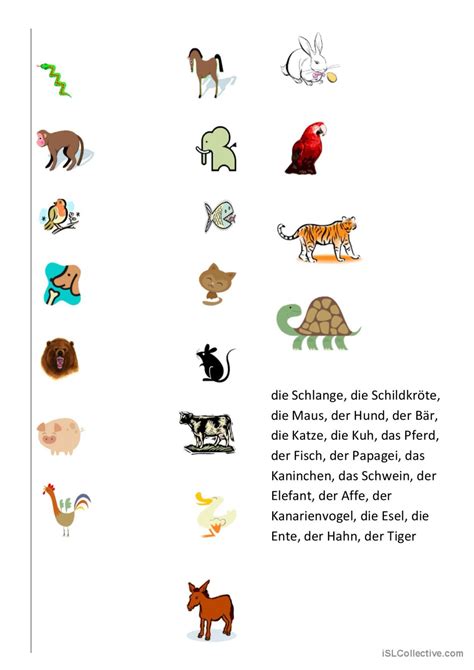 Tiere Wortschatz Deutsch Daf Arbeitsbl Tter Pdf Doc