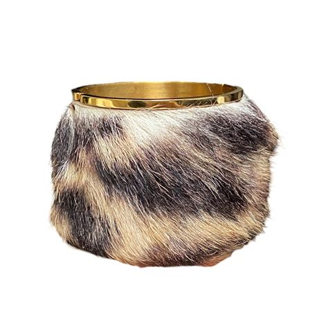 CÉLINE Phoebe Philo Leopard Fur gold bracelet – Dusty Archive