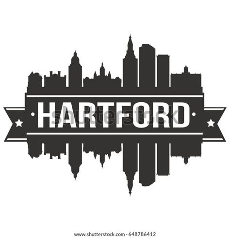 Hartford Connecticut Skyline Silhouette Design City Stock Vector