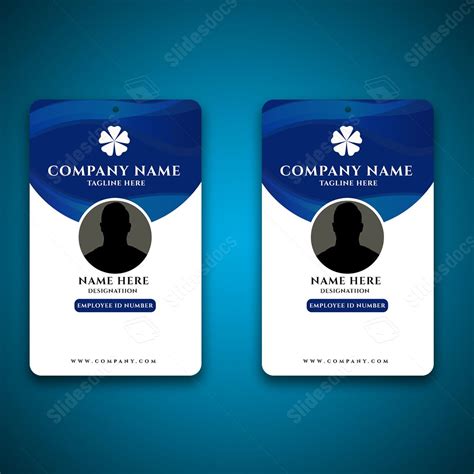 A Minimalistic Blue And White Company Id Card Design Word Template And