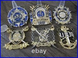 Lot Of 6 USN Navy Chief Petty Officers CPO Goat Locker Challenge Coins