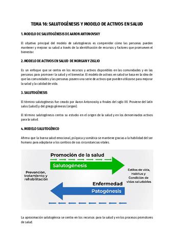 Tema Salutogenesis Y Modelo De Activos En Salud Pdf