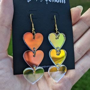 Heart Shaped Iridescent Waterfall Drop Earrings Acrylic Eras