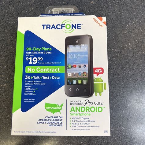 New Tracfone Alcatel Onetouch Pixi Glitz G Android Smartphone Prepaid