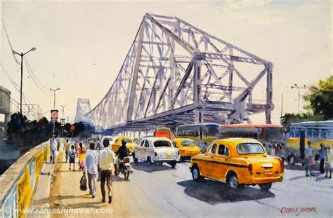 Howrah Bridge, Kolkata | Landscape art painting, City life photography ...