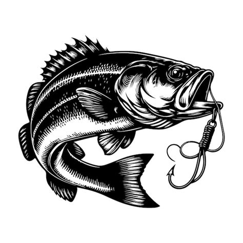 Big Bass Fish Vector Jumping Largemouth Bass Fish Silhouette Premium