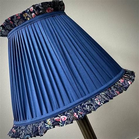 Navy Blue Floral Ruffled Lampshade