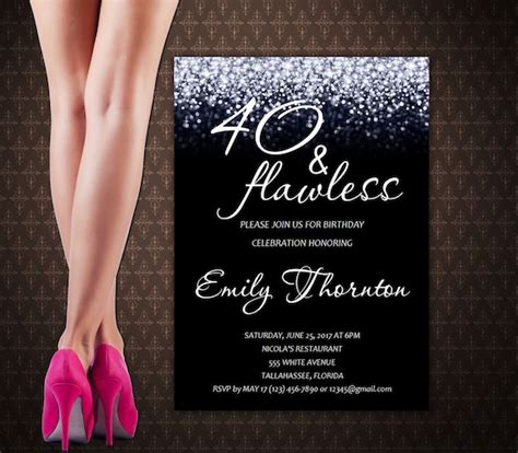 40th Birthday Invitation 40 And Fabulous Invitation Black And Etsy