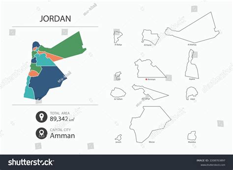 Map Jordan Detailed Country Map Map Stock Vector (Royalty Free ...