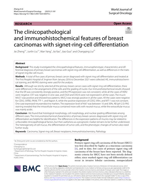 Pdf The Clinicopathological And Immunohistochemical Features Of