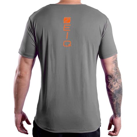 Camiseta Esportiva Slim Zeiq Cinza Logo Laranja Zeiq