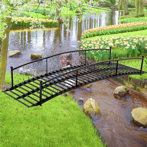 Dragosum 8ft Garden Bridge Metal Arch Bridge With Safety