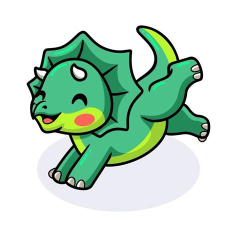 Cute little triceratops dinosaur cartoon running 9877458 Vector Art at ...