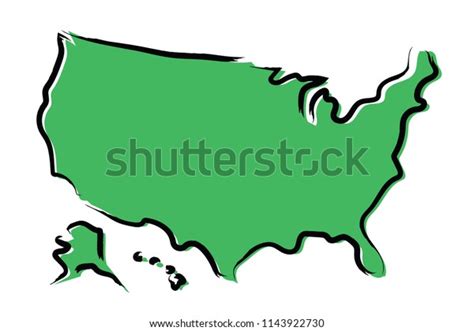 Stylized Green Sketch Map Usa Stock Vector Royalty Free 1143922730