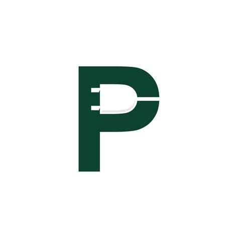 Letter P Electric Logo Template Using Plug Symbol Vector Art