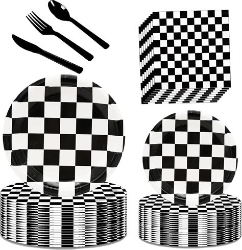 Amazon Black And White Checkered Race Car Party Supplies Pcs