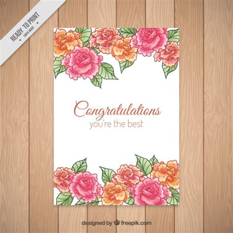 Hand drawn roses congratulations card | Free Vector