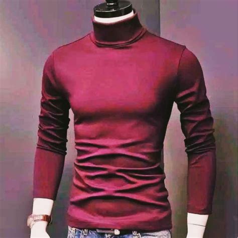 Jual Kaos Polos Kaos Turtleneck Pria Lengan Panjang Kaos Leher