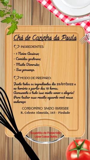 Convite De Ch De Cozinha Edite Gr Tis Nosso Editor Online