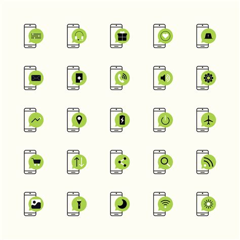 Set Of Green Mobile Icon Vector Illustration 25744749 Vector Art At