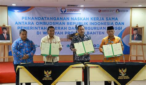 Pj Gubernur Banten Teken Mou Dengan Ombudsman Ri Ciptakan Pelayanan