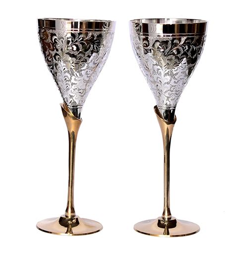 ESplanade Engraved Brass Goblet Champagne Glasses Flutes Coupes Wine