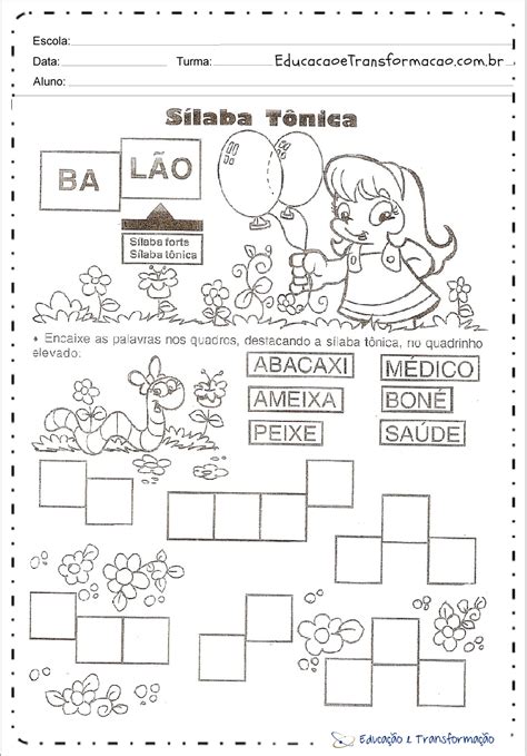 Atividade Sobre Silaba Tonica