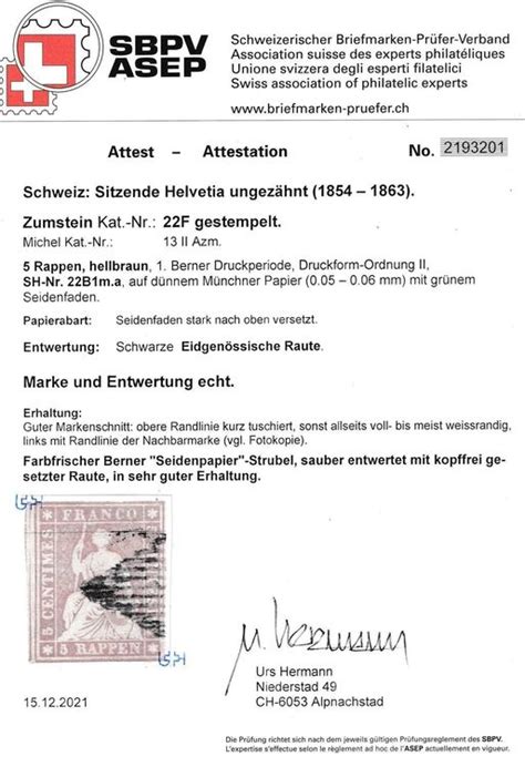 Strubel 22F 22B1m A Gross Attest Hermann Kaufen Auf Ricardo